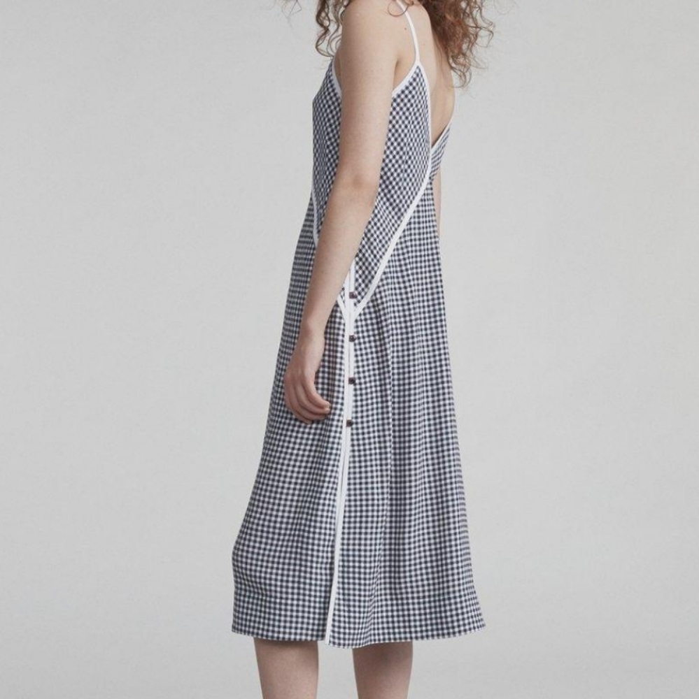 Rag And Bone "Laurie" Gingham Button Side Midi Su… - image 1
